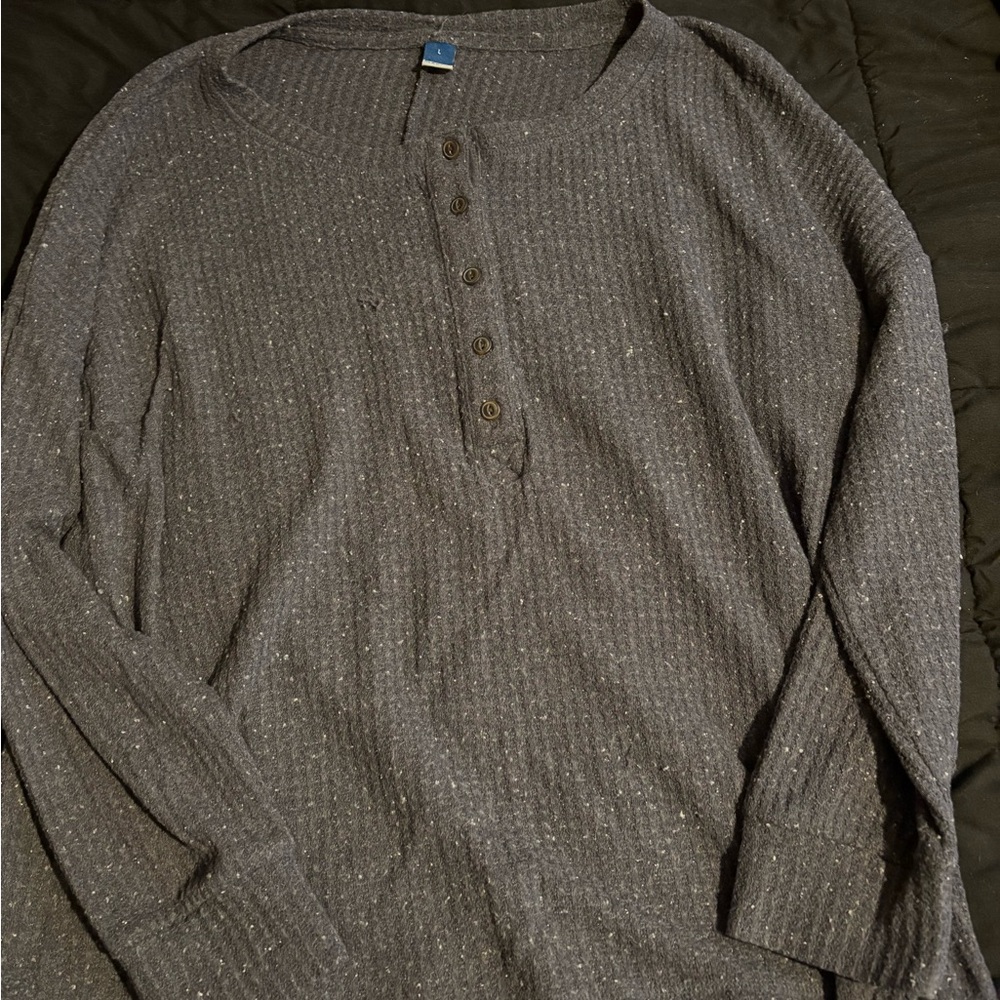 Old Navy Gray Long Sleeve Henley Top